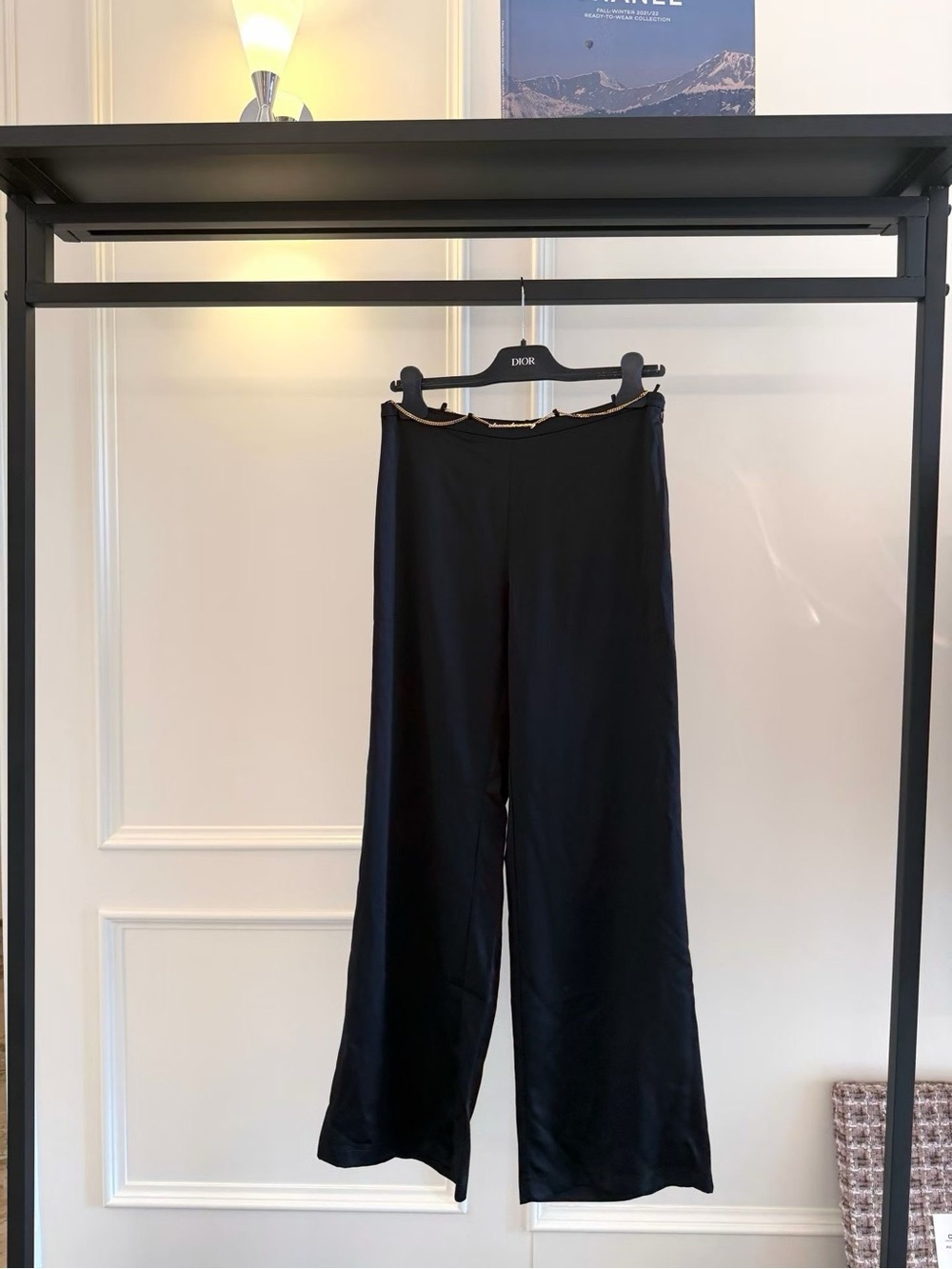 Alexander Wang Black Wide-Leg Satin Pants